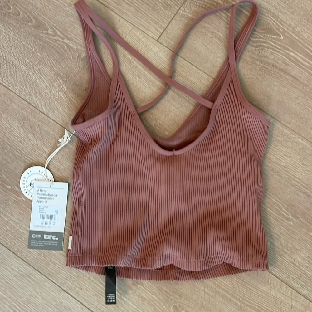 Vuori Rib Crop Tank - color- Marsala size XS